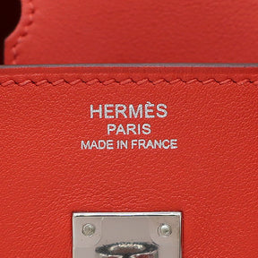 エルメス HERMES バーキン25 カプシーヌ スイフト ハンドバッグ シルバー金具 赤