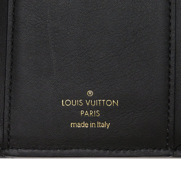 ルイヴィトン LOUIS VUITTON ニューウェーブ コンパクト ジップウォレット M63427 ブラック レザー 三つ折り財布 ゴールド金具 黒 キルティング