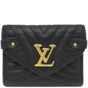 ルイヴィトン LOUIS VUITTON ニューウェーブ コンパクト ジップウォレット M63427 ブラック レザー 三つ折り財布 ゴールド金具 黒 キルティング