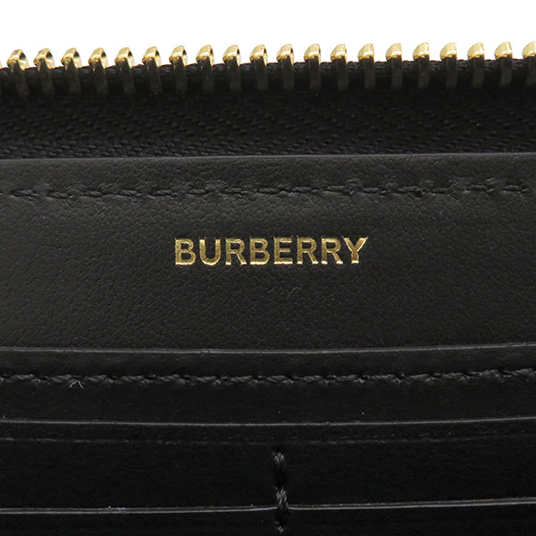 バーバリー BURBERRY TBモノグラム エンボス 80116011 ブラック レザー 長財布 ゴールド金具 黒 ラウンドファスナー