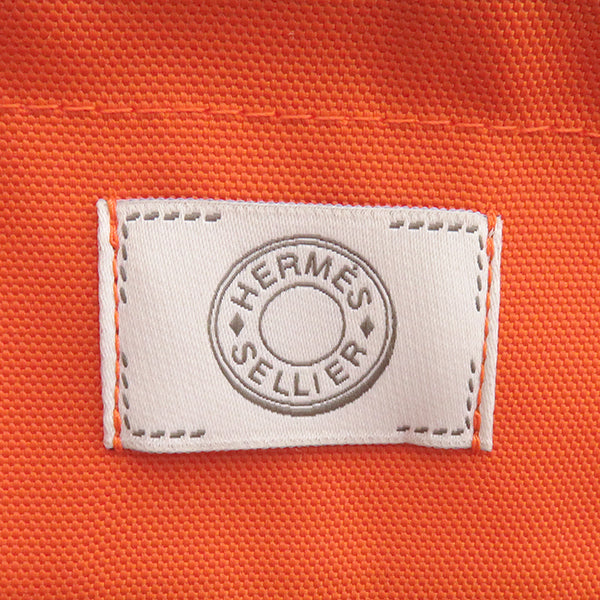 エルメス HERMES サック ド パンサージュ グルーム ネイビー×オレンジ コットン ポリウレタン ポリアミド 2WAYバッグ シルバー金具 ショルダー トート 紺