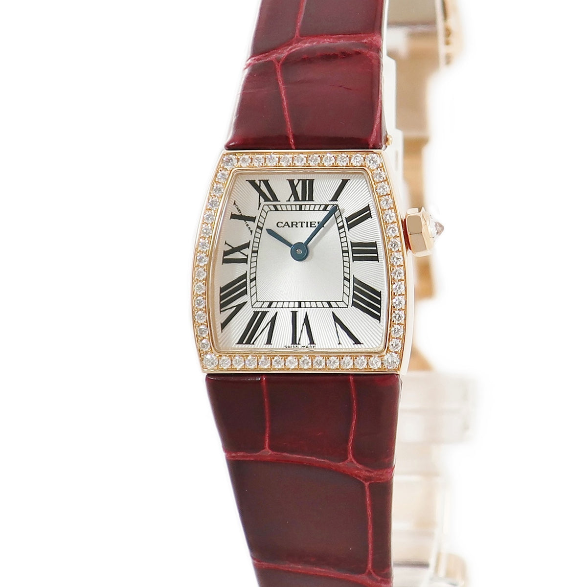 カルティエ Cartier ラドーニャ SM WE600651 クオーツ レディース 純正ダイヤ K18PG無垢 ギヨシェ シルバー ローマン