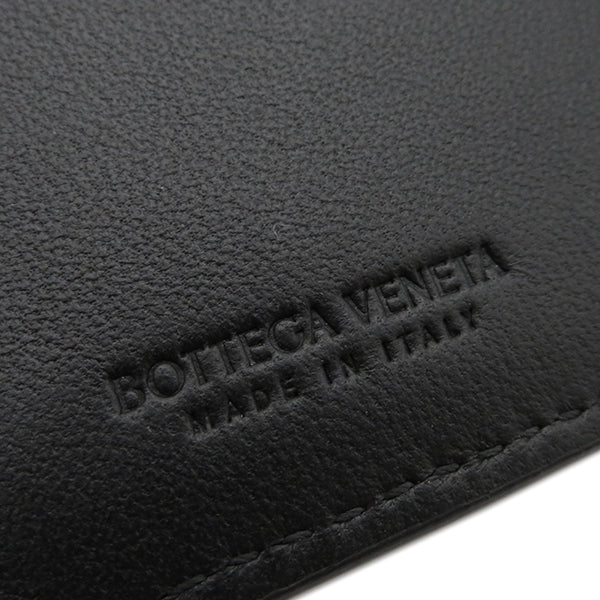 ボッテガヴェネタ BOTTEGA VENETA イントレチャート 382576V00168806 ブラック レザー 二つ折り財布 シルバー金具 黒 コンパクト ウォレット 新品 未使用