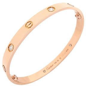 カルティエ Cartier LOVE ラブブレス ハーフダイヤ 4Pダイヤ B6069918 ピンクゴールド K18PG ダイヤモンド #18 ブレスレット 750PG RG 18K 18金