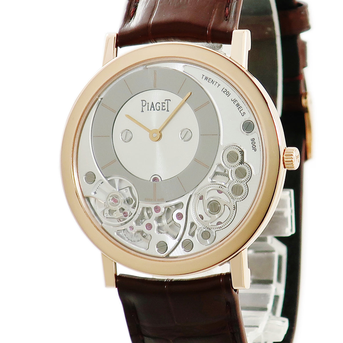 ピアジェ PIAGET アルティプラノ G0A39110 手巻き メンズ K18PG無垢 スケルトン オフセンター グレー 世界最薄