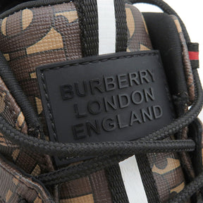 バーバリー BURBERRY アーサー ブラウン×ブラック PVC ラバー #40 スニーカー 茶 黒 モノグラムプリント