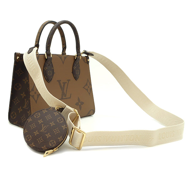 ルイヴィトン LOUIS VUITTON オンザゴー PM  M46373 モノグラム×モノグラムリバース モノグラムキャンバス モノグラムリバースキャンバス 2WAYバッグ ゴールド金具 新品 未使用 茶 トート ショルダー コインケース