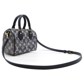 ルイヴィトン LOUIS VUITTON スピーディー 20 M23069 ネイビー モノグラムラミネーテッドジャガード 2WAYバッグ ゴールド金具 ハンドバッグ ショルダー