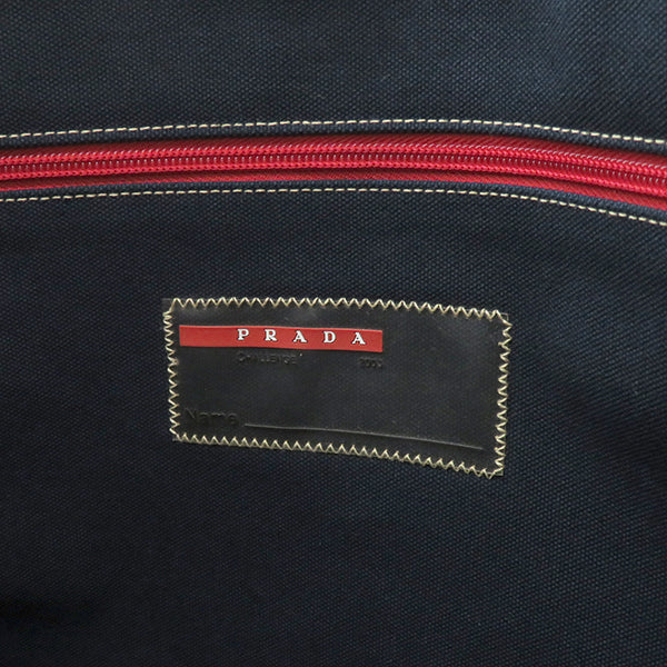 プラダ PRADA ルナロッサ トート ネイビーXレッド キャンバス トートバッグ シルバー金具 紺 赤 LUNA ROSSA