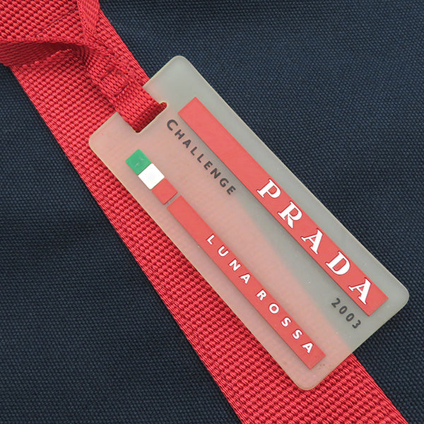 プラダ PRADA ルナロッサ トート ネイビーXレッド キャンバス トートバッグ シルバー金具 紺 赤 LUNA ROSSA