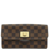 ルイヴィトン LOUIS VUITTON ポルトフォイユ ローズベリー N63017 ダミエエベヌ ダミエキャンバス 長財布 ゴールド金具 茶 二つ折り イニシャル刻印入り