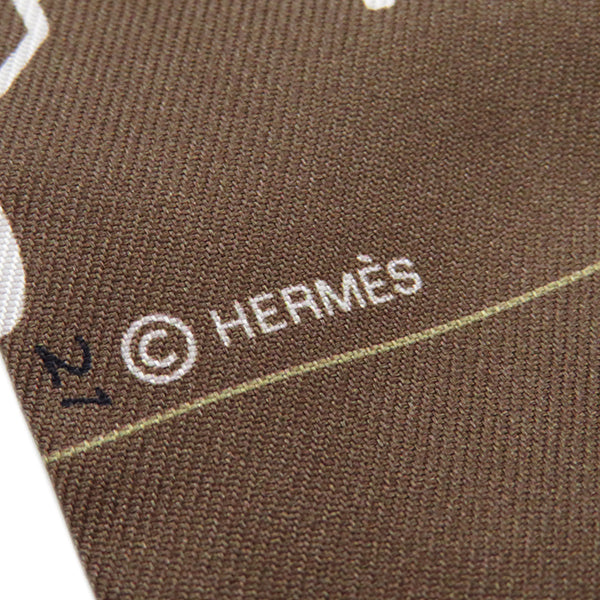 エルメス HERMES ツイリー マロン×グリ×オレンジ シルク スカーフ 新品 未使用【HERMES PARADE/エルメスパラード】