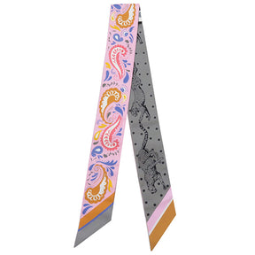 エルメス HERMES ツイリー ローズ×グリ×ブルー シルク スカーフ 新品 未使用【GUEPARDS BANDANA MULT/チーター バンダナ】