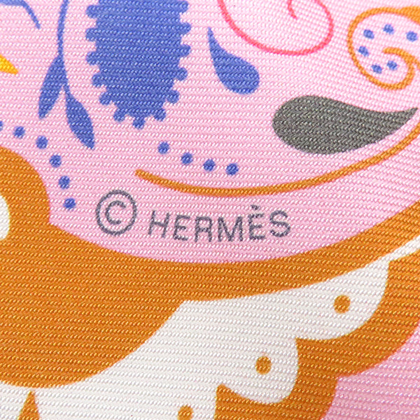 エルメス HERMES ツイリー ローズ×グリ×ブルー シルク スカーフ 新品 未使用【GUEPARDS BANDANA MULT/チーター バンダナ】