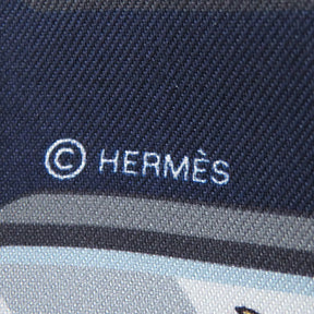 エルメス HERMES ツイリー マリン×グリ×ゴールド シルク スカーフ 【HERMES STORY/エルメスストーリー】