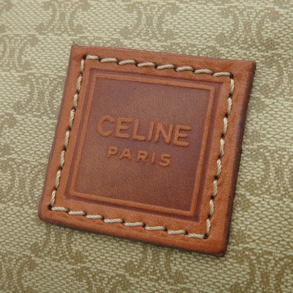 セリーヌ CELINE マカダム ベージュ PVCコーティングキャンバス レザー ポーチ ゴールド金具 小物入れ 化粧ポーチ