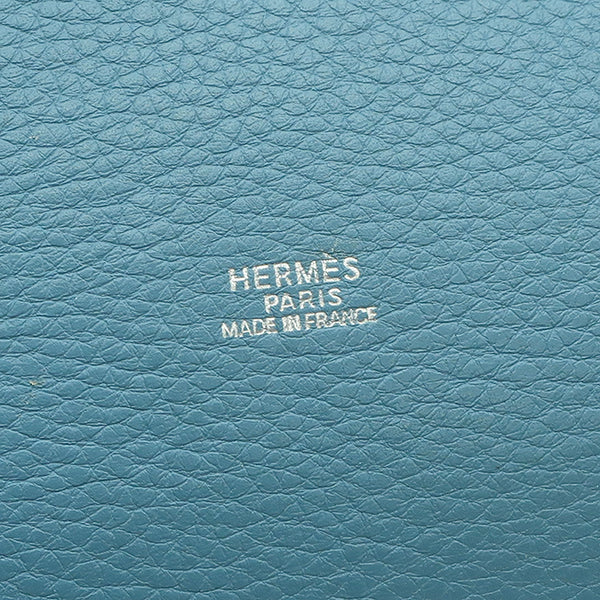 エルメス HERMES マーケットGM ブルージーン トワルアッシュ トゴ ショルダーバッグ 青