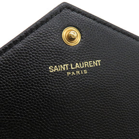 サンローラン SAINT LAURENT カサンドラ エンベロープ チェーンウォレット 742920 ブラック カーフスキンレザー チェーンウォレット ゴールド金具 黒 キルティング ショルダーバッグ