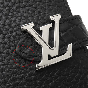 ルイヴィトン LOUIS VUITTON ヴェルティカル ウォレット コンパクト クロコ ブラック トリヨンレザー クロコ 二つ折り財布 シルバー金具 黒