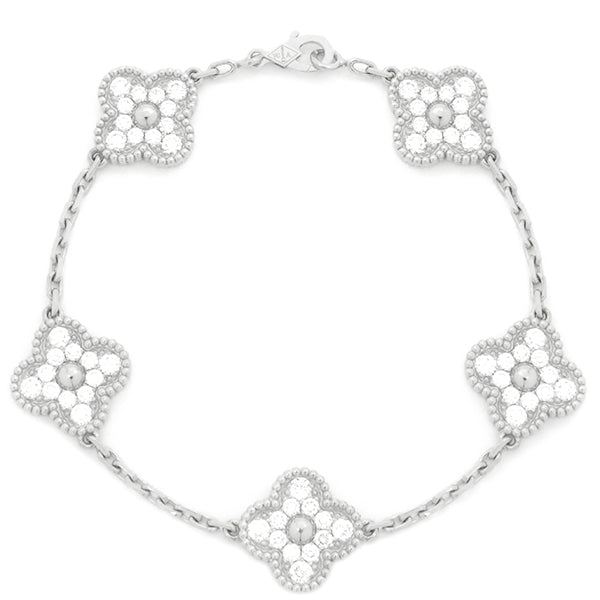 ヴァンクリーフアーペル Van Cleef & Arpels ヴィンテージアルハンブラ ブレスレット VCARA41500 ホワイトゴールド K18WG ダイヤモンド ブレスレット 750WG 18金 5モチーフ 60石