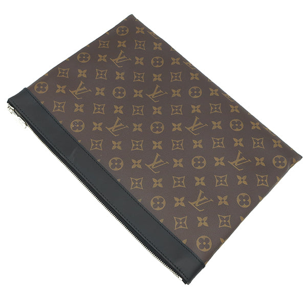 ルイヴィトン LOUIS VUITTON ポシェット ディスカバリー  M69411 ブラウン×ブラック モノグラムマカサー クラッチバッグ シルバー金具 茶 ポーチ ブリーフケース