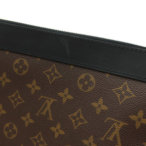 ルイヴィトン LOUIS VUITTON ポシェット ディスカバリー  M69411 ブラウン×ブラック モノグラムマカサー クラッチバッグ シルバー金具 茶 ポーチ ブリーフケース