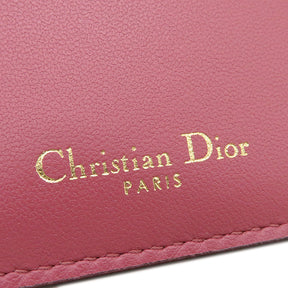 クリスチャン・ディオール Christian Dior サドル ロータスウォレット グレーピンク レザー 三つ折り財布 ヴィンテージ金具 コンパクト財布 ミニ財布