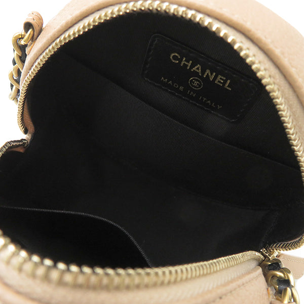 シャネル CHANEL CCフィリグリー チェーンバッグ AP0365 ベージュ×ブラック キャビアスキン ショルダーバッグ ゴールド金具 ミニバッグ