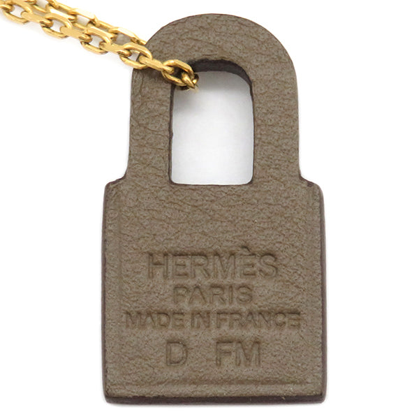 エルメス HERMES オーケリー ペンダント エトゥープ×ゴールド GP ヴォースイフト ネックレス ゴールド金具 カデナ グレージュ