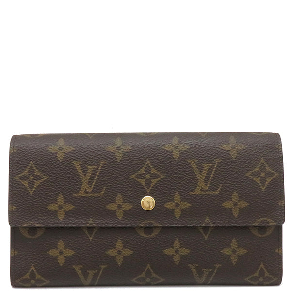 ルイヴィトン LOUIS VUITTON ポルトトレゾール インターナショナル M61215 モノグラム モノグラムキャンバス 長財布 ゴールド金具 茶 三つ折り