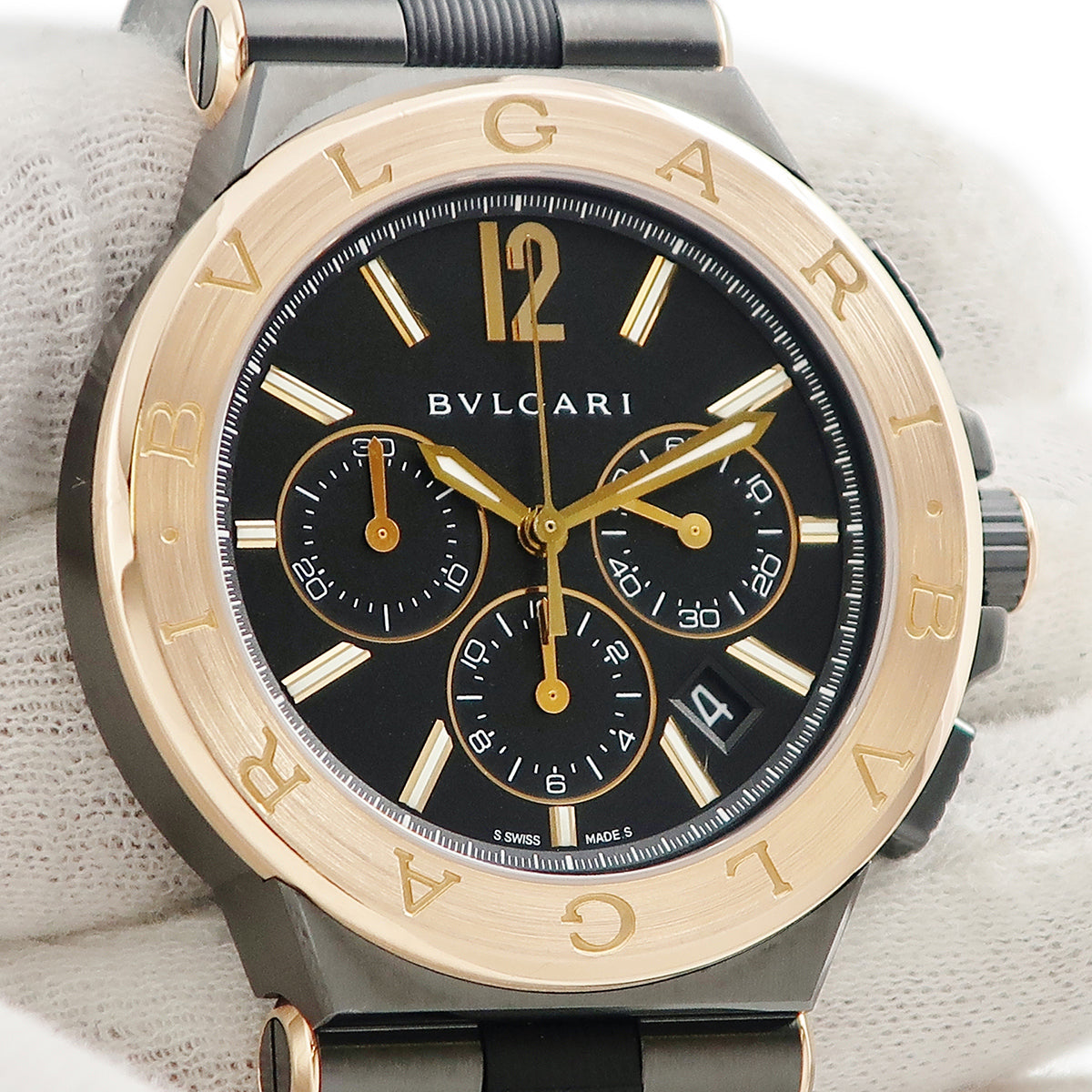 ブルガリ BVLGARI ディアゴノ セラミック クロノグラフ DG42SCCH 自動巻き メンズ K18PG×SS コンビ