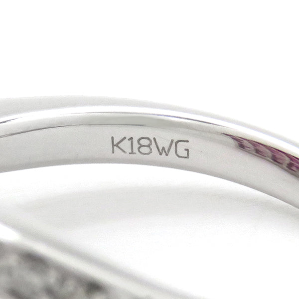 ノンブランド NON BRAND ルビー サファイア ダイヤリング ホワイトゴールド K18WG ルビー ピンクサファイア ダイヤモンド リング 指輪 スクエア 11.5号