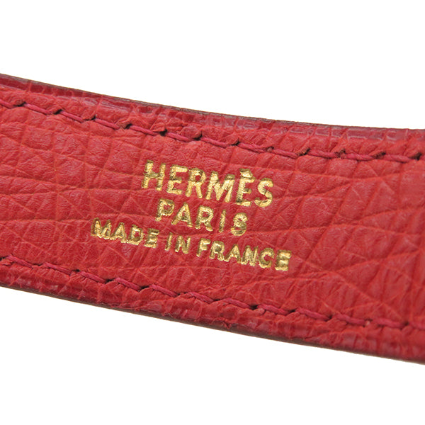 エルメス HERMES 手袋ホルダー レッド系 オーストリッチ GP グローブホルダー ゴールド金具 赤