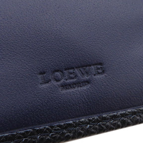 ロエベ LOEWE コンパクト財布 ネイビー×オレンジ レザー 二つ折り財布 シルバー金具