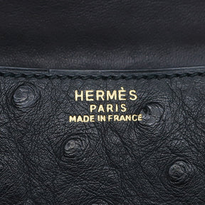 エルメス HERMES コンスタンス23 ブラック オーストリッチ ショルダーバッグ ゴールド金具 黒