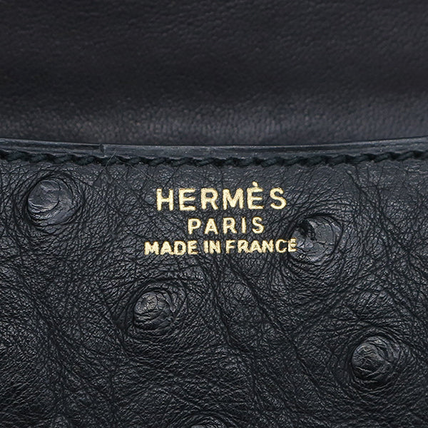 エルメス HERMES コンスタンス23 ブラック オーストリッチ ショルダーバッグ ゴールド金具 黒