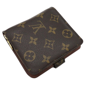 ルイヴィトン LOUIS VUITTON コンパクトジップ M61667 モノグラム モノグラムキャンバス 二つ折り財布 ゴールド金具 茶