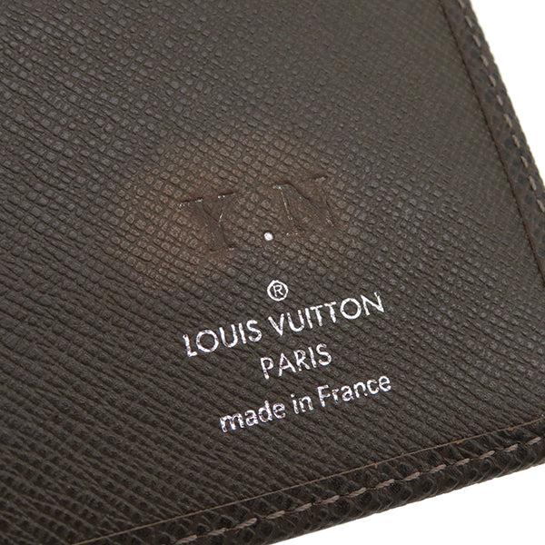 ルイヴィトン LOUIS VUITTON ポルトフォイユ ブラザ M32578 グリズリ タイガ 長財布 シルバー金具 茶 二つ折り イニシャル入り