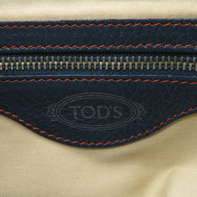 トッズ TODS ステッチ ワンショルダー ブルー レザー ハンドバッグ シルバー金具 青