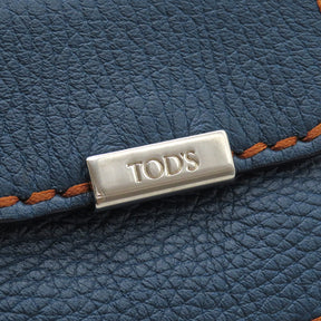 トッズ TODS ステッチ ワンショルダー ブルー レザー ハンドバッグ シルバー金具 青