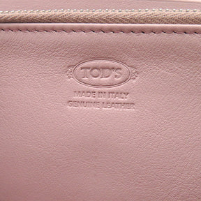 トッズ TODS ダブルT フラップ ピンク レザー 長財布 シルバー金具 ロングウォレット