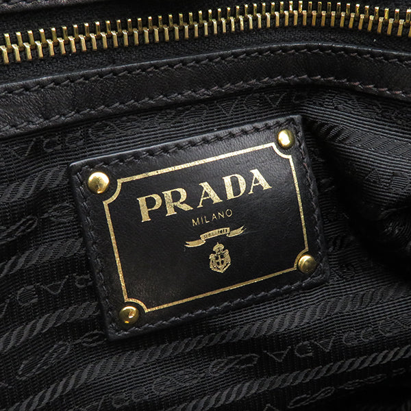 プラダ PRADA ロゴ ナイロン トートバッグ NERO ナイロン レザー 2WAYバッグ ゴールド金具 ハンドバッグ ショルダー 黒