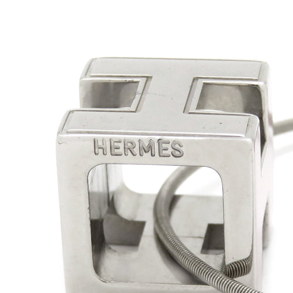 エルメス HERMES カージュドアッシュ Hキューブ ピンク×シルバー GP エナメル ネックレス シルバー金具