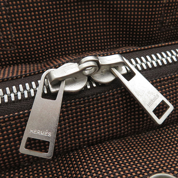 エルメス HERMES エールラインPM ブラウン キャンバス トートバッグ シルバー金具