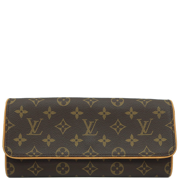 ルイヴィトン LOUIS VUITTON ポシェットツイン GM M51852 モノグラム モノグラムキャンバス ショルダーバッグ ゴールド金具 茶 斜め掛け