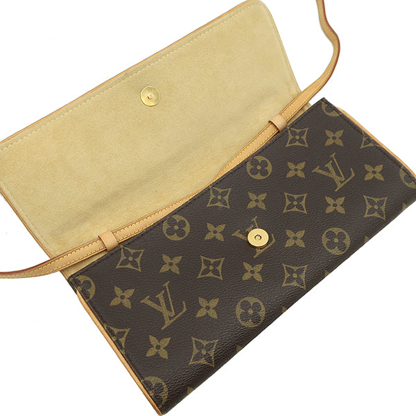 ルイヴィトン LOUIS VUITTON ポシェットツイン GM M51852 モノグラム モノグラムキャンバス ショルダーバッグ ゴールド金具 茶 斜め掛け