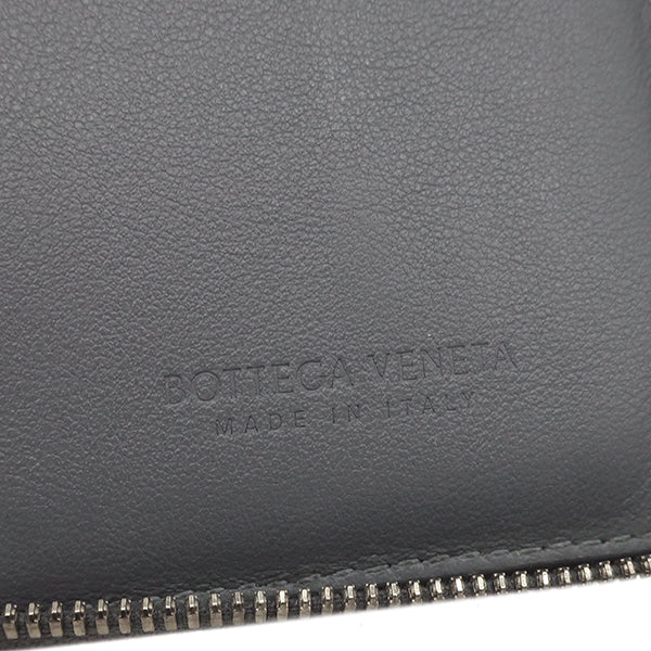 ボッテガヴェネタ BOTTEGA VENETA イントレチャート コンパクト ウォレット グレー レザー 二つ折り財布 シルバー金具 札入れ