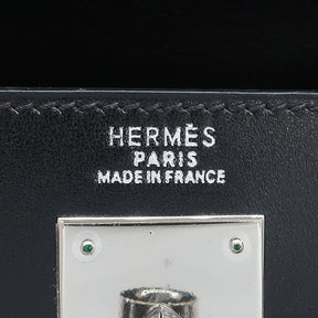 エルメス HERMES ケリー32 外縫い ブラック ボックスカーフ 2WAYバッグ シルバー金具 黒 ショルダー