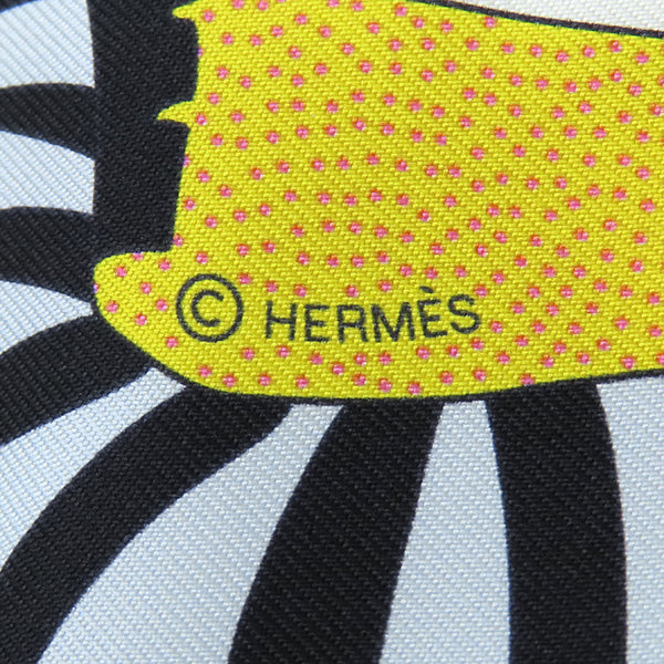 エルメス HERMES ツイリー ブラック×ローズ×ジョーヌ シルク スカーフ 【FACTORY SUITE/ファクトリー スーツ】