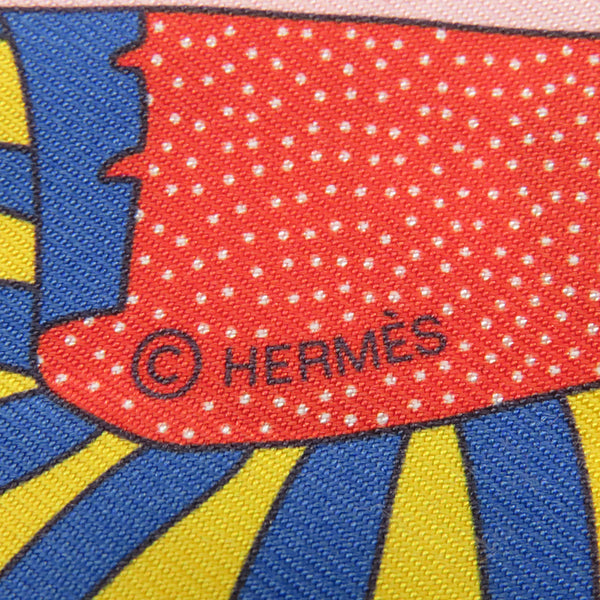 エルメス HERMES ツイリー ローズペール×ブルー×マルチカラー シルク スカーフ 【FACTORY SUITE/ファクトリー スーツ】